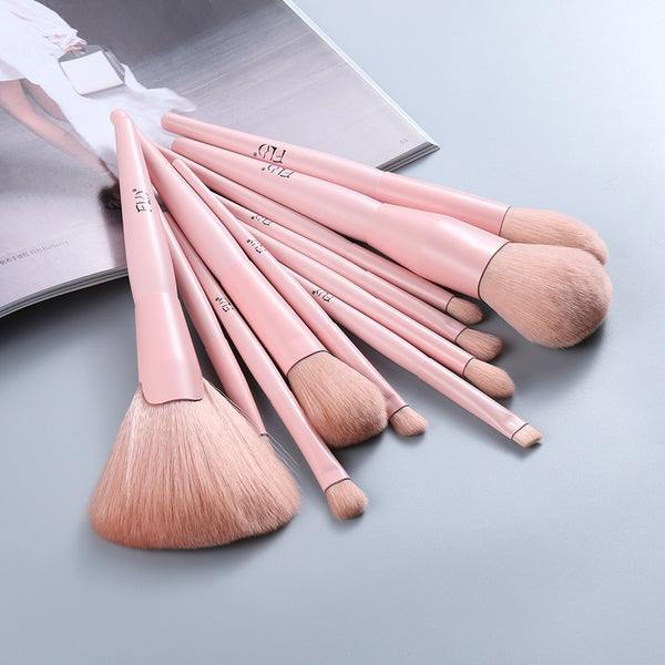 Wood Handle Face Eye Lip Pink Makeup Brushes Set Powder Eyeshadow Eyebrow Eyelash Make Up Brushes Bag Brochas Maquillaje