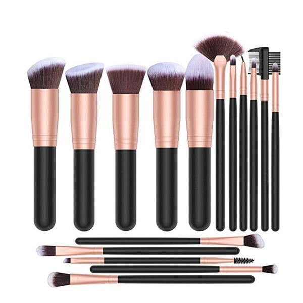 14/16pcs Rose Golden Black Makeup Brushes Premium Synthetic Foundation Powder Concealers Eye Shadows Makeup Brush Set Tools