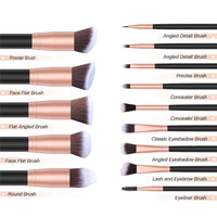 14/16pcs Rose Golden Black Makeup Brushes Premium Synthetic Foundation Powder Concealers Eye Shadows Makeup Brush Set Tools