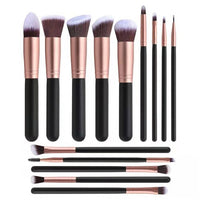 14/16pcs Rose Golden Black Makeup Brushes Premium Synthetic Foundation Powder Concealers Eye Shadows Makeup Brush Set Tools