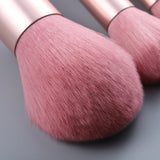 7/12pcs Wood Handle Pink Makeup Brushes Set Foundation Eyebrow Comb Eyelash Spoolies Sponge Eyeshadow Brush Tool With Bag