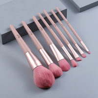 7/12pcs Wood Handle Pink Makeup Brushes Set Foundation Eyebrow Comb Eyelash Spoolies Sponge Eyeshadow Brush Tool With Bag