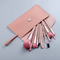 7/12pcs Wood Handle Pink Makeup Brushes Set Foundation Eyebrow Comb Eyelash Spoolies Sponge Eyeshadow Brush Tool With Bag