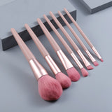 7/12pcs Wood Handle Pink Makeup Brushes Set Foundation Eyebrow Comb Eyelash Spoolies Sponge Eyeshadow Brush Tool With Bag