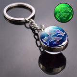 12 Zodiac Sign Luminous Keychain Gifts Keyring Buckle Taurus Gemini Cancer Leo Scorpio Constellation Key Chain Buckle Glowing