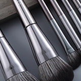 8pcs Silver Metal Makeup Brushes Blusher Eyeshadow Eyebrow Lip Powder Foundation Brush Kit Cosmetics Brochas Maquillaje Set