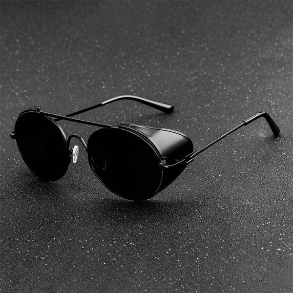 Retro Steampunk Sunglasses Men Women Round Metal Frame Punk Metal Shields Lens Sun Glasses Gafas De Sol