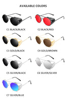 Retro Steampunk Sunglasses Men Women Round Metal Frame Punk Metal Shields Lens Sun Glasses Gafas De Sol