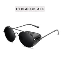 Retro Steampunk Sunglasses Men Women Round Metal Frame Punk Metal Shields Lens Sun Glasses Gafas De Sol