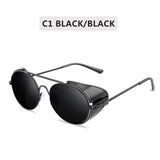 Retro Steampunk Sunglasses Men Women Round Metal Frame Punk Metal Shields Lens Sun Glasses Gafas De Sol