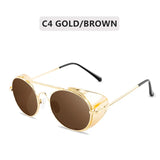 Retro Steampunk Sunglasses Men Women Round Metal Frame Punk Metal Shields Lens Sun Glasses Gafas De Sol