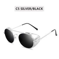 Retro Steampunk Sunglasses Men Women Round Metal Frame Punk Metal Shields Lens Sun Glasses Gafas De Sol