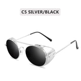 Retro Steampunk Sunglasses Men Women Round Metal Frame Punk Metal Shields Lens Sun Glasses Gafas De Sol