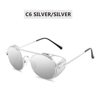 Retro Steampunk Sunglasses Men Women Round Metal Frame Punk Metal Shields Lens Sun Glasses Gafas De Sol