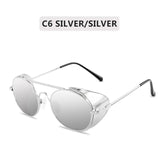 Retro Steampunk Sunglasses Men Women Round Metal Frame Punk Metal Shields Lens Sun Glasses Gafas De Sol