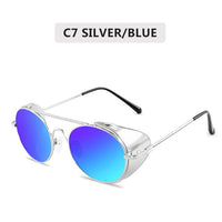 Retro Steampunk Sunglasses Men Women Round Metal Frame Punk Metal Shields Lens Sun Glasses Gafas De Sol