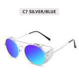 Retro Steampunk Sunglasses Men Women Round Metal Frame Punk Metal Shields Lens Sun Glasses Gafas De Sol