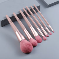 12/7Pcs Pink Natural Hair Makeup Brushes Set Eyebrow Comb Eyelash Spoolies Eyeshadow Foundation Powder Blush Brush Tool Bag