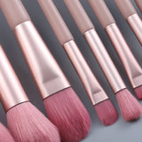 12/7Pcs Pink Natural Hair Makeup Brushes Set Eyebrow Comb Eyelash Spoolies Eyeshadow Foundation Powder Blush Brush Tool Bag