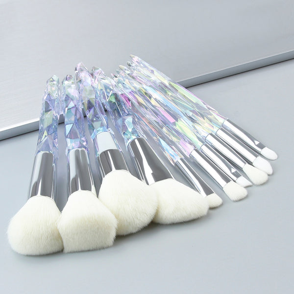 10Pcs Bling Crystal Makeup Brushes Set Cosmetic Powder Foundation Blush Blending Eyeshadow Brush Local Warehouse Fast Ship