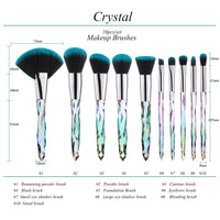 10Pcs Bling Crystal Makeup Brushes Set Cosmetic Powder Foundation Blush Blending Eyeshadow Brush Local Warehouse Fast Ship