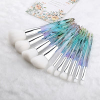 10Pcs Bling Crystal Makeup Brushes Set Cosmetic Powder Foundation Blush Blending Eyeshadow Brush Local Warehouse Fast Ship