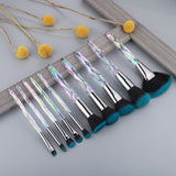 10Pcs Bling Crystal Makeup Brushes Set Cosmetic Powder Foundation Blush Blending Eyeshadow Brush Local Warehouse Fast Ship