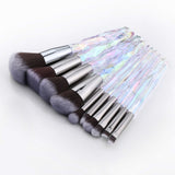 10Pcs Bling Crystal Makeup Brushes Set Cosmetic Powder Foundation Blush Blending Eyeshadow Brush Local Warehouse Fast Ship