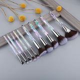 10Pcs Bling Crystal Makeup Brushes Set Cosmetic Powder Foundation Blush Blending Eyeshadow Brush Local Warehouse Fast Ship