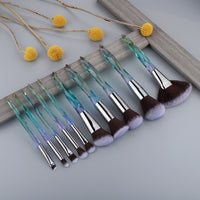 10Pcs Bling Crystal Makeup Brushes Set Cosmetic Powder Foundation Blush Blending Eyeshadow Brush Local Warehouse Fast Ship