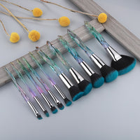 10Pcs Bling Crystal Makeup Brushes Set Cosmetic Powder Foundation Blush Blending Eyeshadow Brush Local Warehouse Fast Ship