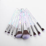 10Pcs Bling Crystal Makeup Brushes Set Cosmetic Powder Foundation Blush Blending Eyeshadow Brush Local Warehouse Fast Ship