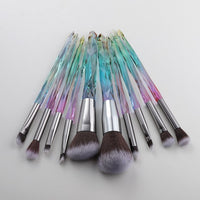 10Pcs Bling Crystal Makeup Brushes Set Cosmetic Powder Foundation Blush Blending Eyeshadow Brush Local Warehouse Fast Ship