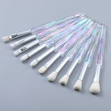 10Pcs Bling Crystal Makeup Brushes Set Cosmetic Powder Foundation Blush Blending Eyeshadow Brush Local Warehouse Fast Ship