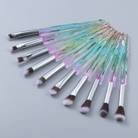 10Pcs Bling Crystal Makeup Brushes Set Cosmetic Powder Foundation Blush Blending Eyeshadow Brush Local Warehouse Fast Ship