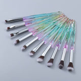 10Pcs Bling Crystal Makeup Brushes Set Cosmetic Powder Foundation Blush Blending Eyeshadow Brush Local Warehouse Fast Ship