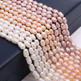 Natural Freshwater Pearl Beads High Quality 34cm Rice Shape Punch Loose Beads for DIY Elegant Necklace Bracelet Jewelry Making