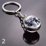 Glowing Earth Solar Eclipse Keychain Double Side Glass Ball Pendant Outer Space Gift Galaxy Sun Keyrings