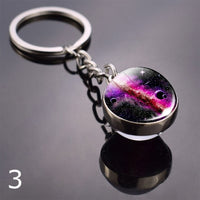 Glowing Earth Solar Eclipse Keychain Double Side Glass Ball Pendant Outer Space Gift Galaxy Sun Keyrings