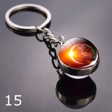 Glowing Earth Solar Eclipse Keychain Double Side Glass Ball Pendant Outer Space Gift Galaxy Sun Keyrings