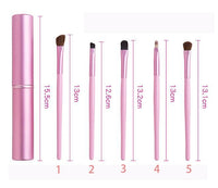 5Pcs Travel Makeup Brushset Portable Aluminum Tube Mini Eye Brush Eyeliner Eyeshadow Somked Make Up Brushes Set