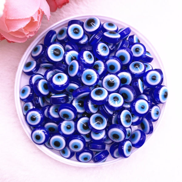 50PCS 8/10mm Oval Beads Evil Eye Resin Spacer Beads for Jewelry Making DIY Bracelet Beads