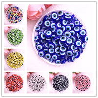 50PCS 8/10mm Oval Beads Evil Eye Resin Spacer Beads for Jewelry Making DIY Bracelet Beads