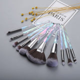 10Pcs/Lot Makeup Brushes Set Cosmetic Blush Powder Foundation Eye Shadow Lip Eyebrow Diamond Make Up Brush Kit Beauty Tools