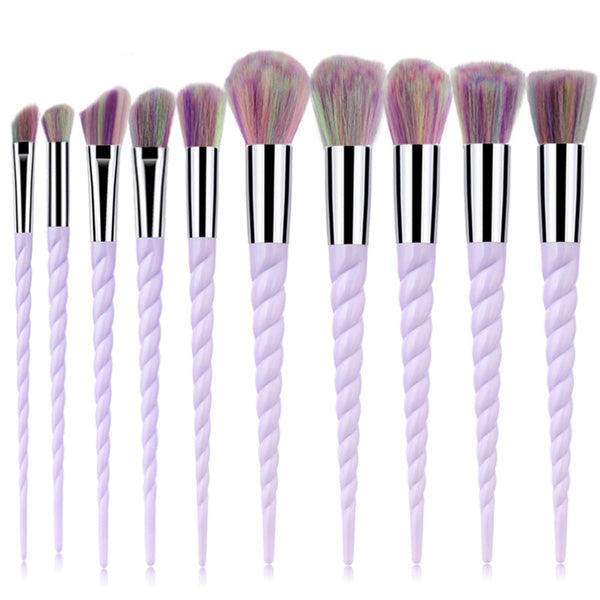 10pcs Spiral Colorful Soft Makeup Brushes Set Professional Foundation Powder Blush Eyeshadow Fan Brush Cosmetic Beauty Tools