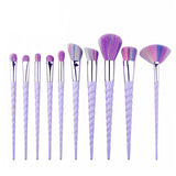 10pcs Spiral Colorful Soft Makeup Brushes Set Professional Foundation Powder Blush Eyeshadow Fan Brush Cosmetic Beauty Tools