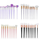 10pcs Spiral Colorful Soft Makeup Brushes Set Professional Foundation Powder Blush Eyeshadow Fan Brush Cosmetic Beauty Tools