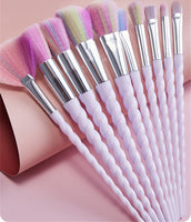 10pcs Spiral Colorful Soft Makeup Brushes Set Professional Foundation Powder Blush Eyeshadow Fan Brush Cosmetic Beauty Tools