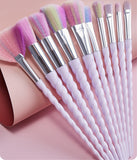 10pcs Spiral Colorful Soft Makeup Brushes Set Professional Foundation Powder Blush Eyeshadow Fan Brush Cosmetic Beauty Tools