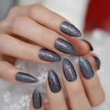 Fantasy Nails Series Pink Purle Short Chrome Holographic Press On Nails Square Natural Shape Charming Manicure Tips 24